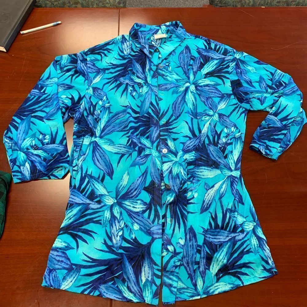 Speedo Crepe Tunic  Button Down Swim Cove Up sz L